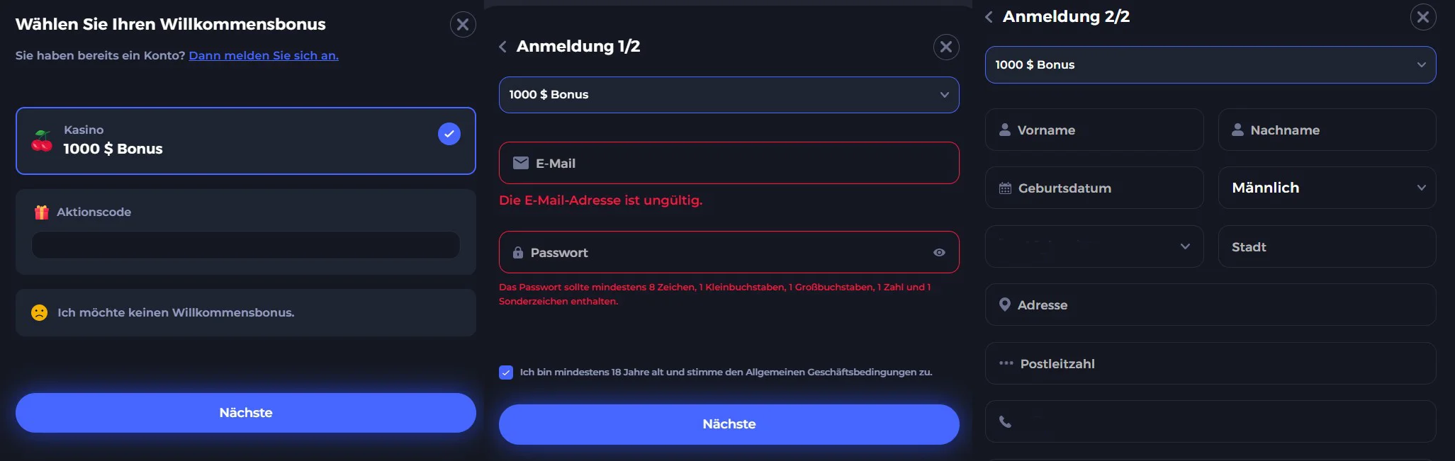 Dreamzino Casino Registrierung
